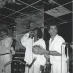 1989 - singer George Silva pandeirista Ivo Araújo performing with samba band Kilombo dos Palmares at the Symphony Space New York City